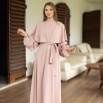 Abaya Deux Pièces Élégance Rose Poudré