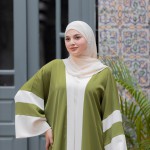 Abaya Ghazal Vert/Blanc