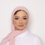 Foulard Chiffon Bonnet Intégré Camelia Rosa