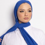 Foulard Chiffon Bonnet Intégré Marine Blue