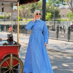 Robe Rayée ELINE Bleu Ciel