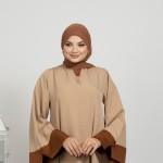 Abaya TALEEN Beige avec foulard gratuit.