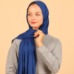 Foulard coton viscose - BLEU ROI