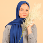 Foulard coton viscose - BLEU ROI