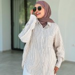 Ensemble Chemise Kamraya Rayée Chocolat ( rayures fines )