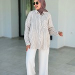 Ensemble Chemise Kamraya Rayée Chocolat ( rayures fines )