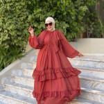 Robe Mousseline Rouge Brique